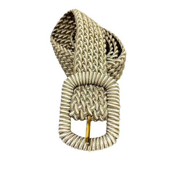 Liz Claiborne braided beige & cream satin synthetic braid woven belt size M - Picture 1 of 6